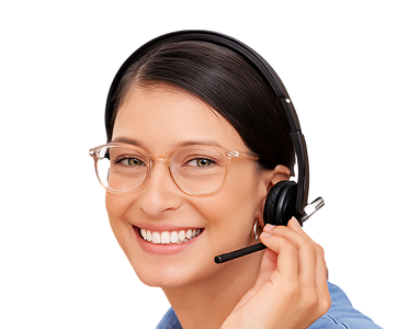 Frau mit Headset im Kundensupport