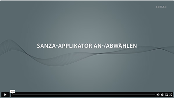 Titelbild „Sanza-Applikator an-/abwählen“ mit grafischer Wellenlinie